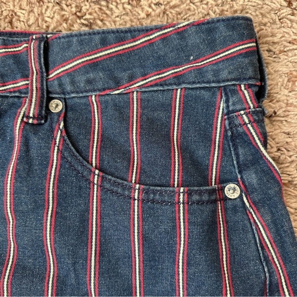 American Eagle Hi-Rise Mini‎ Super Stretch Blue Striped Denim Skirt Size 12 - Picture 6 of 16